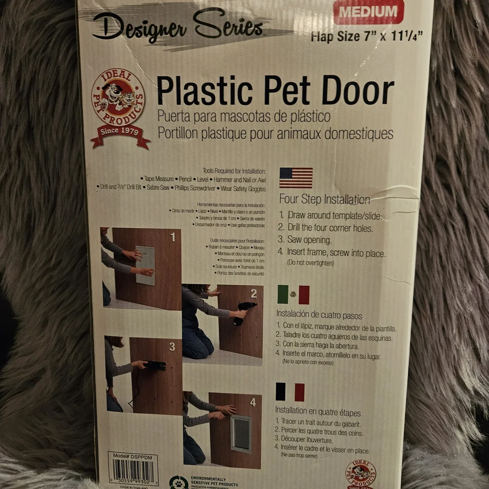 Plastic Pet Door - Medium, White